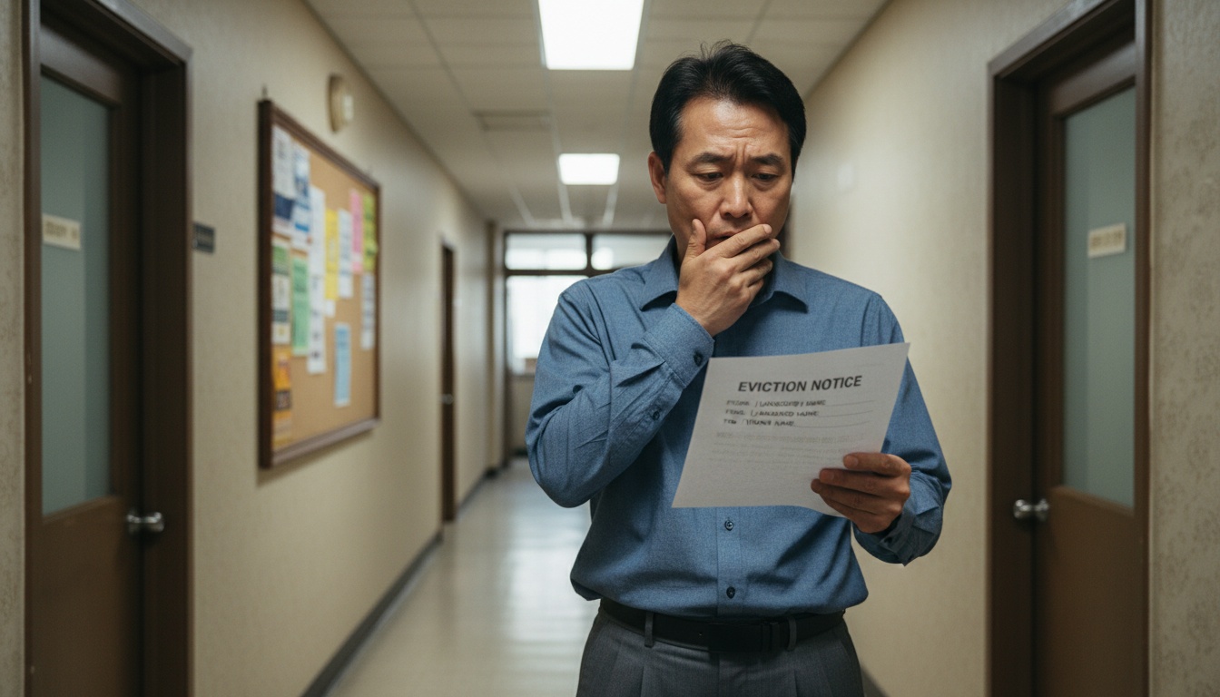 Tenant receiving eviction notice