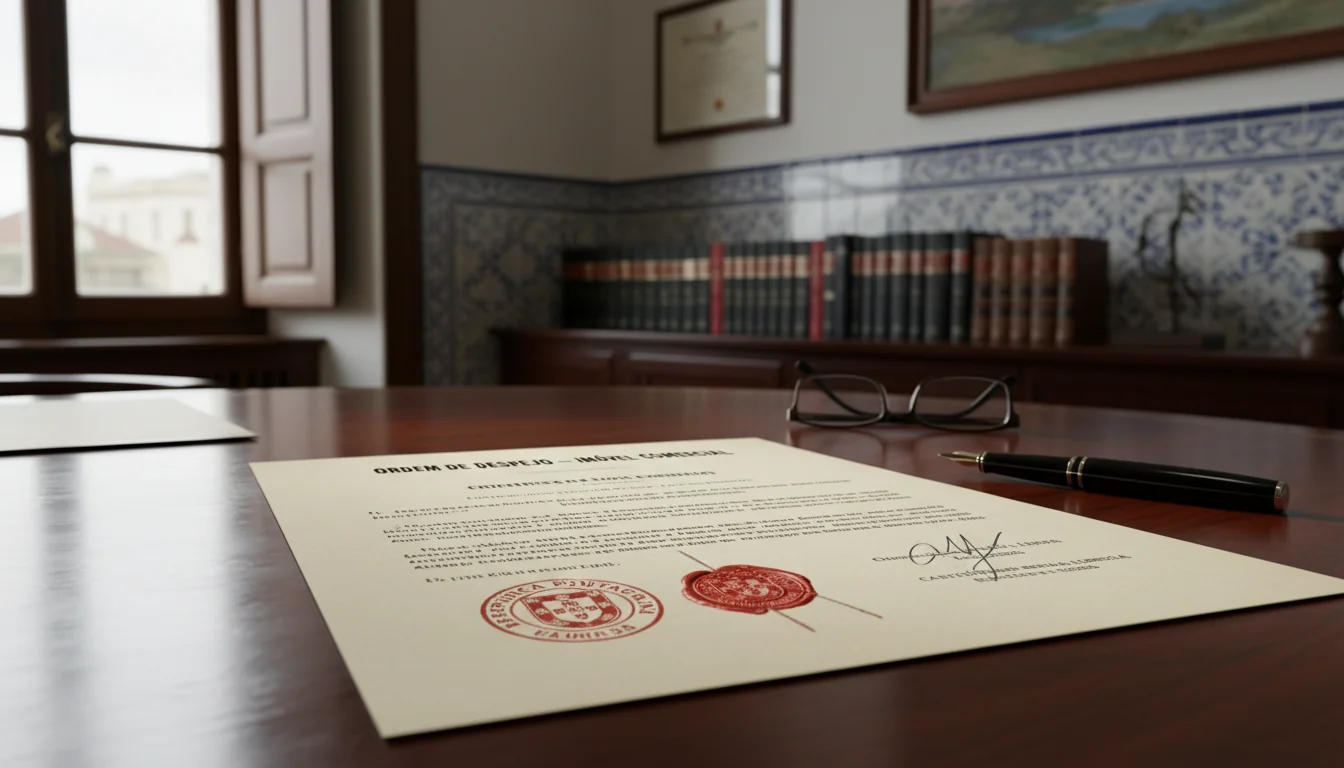 Portuguese court document with eviction notice