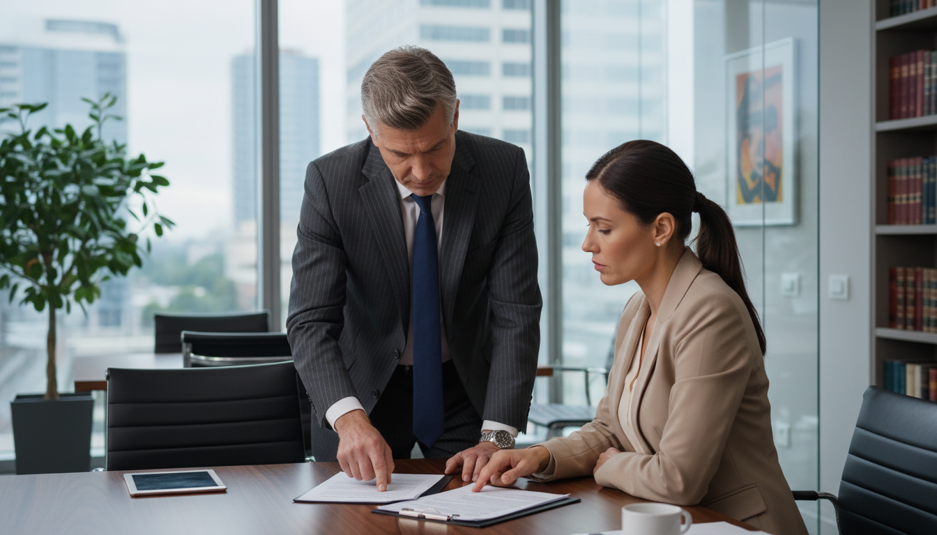 Lawyer explaining eviction process.