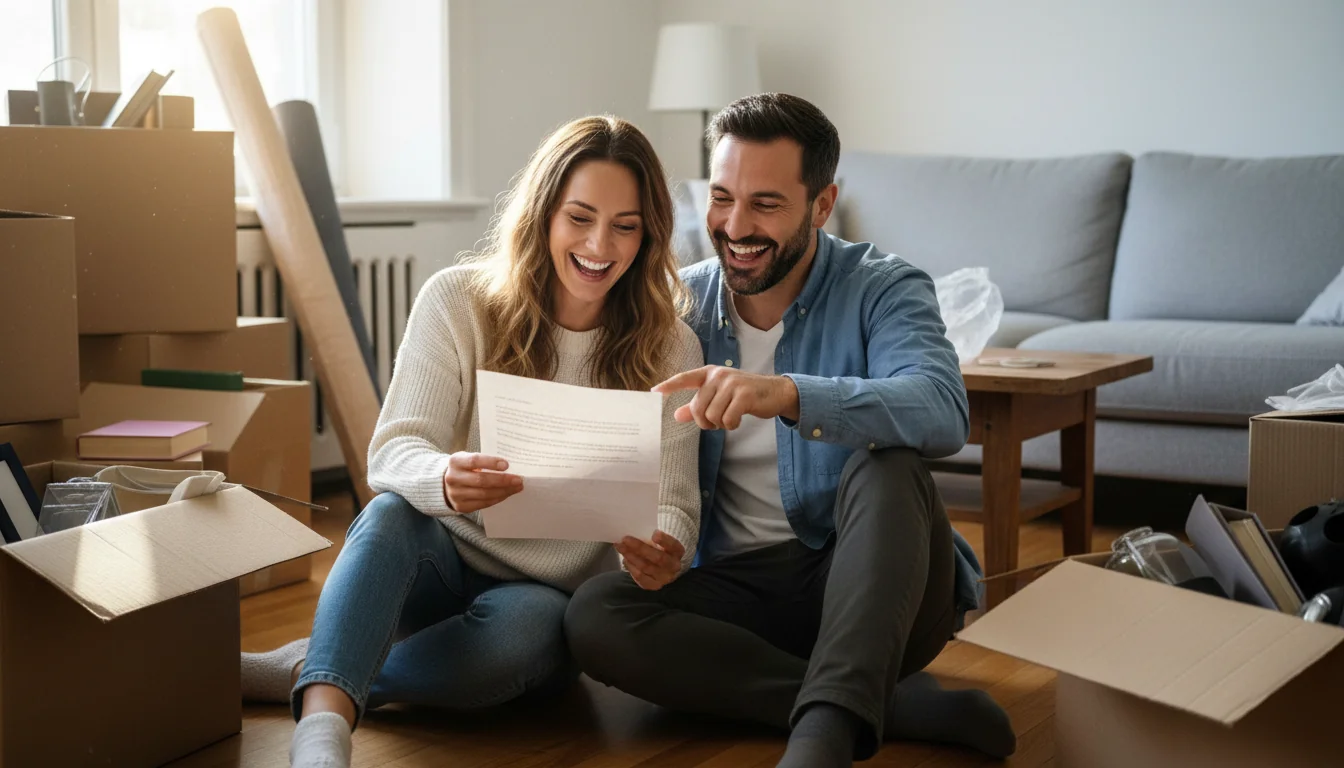 Tenant couple receiving positive reference