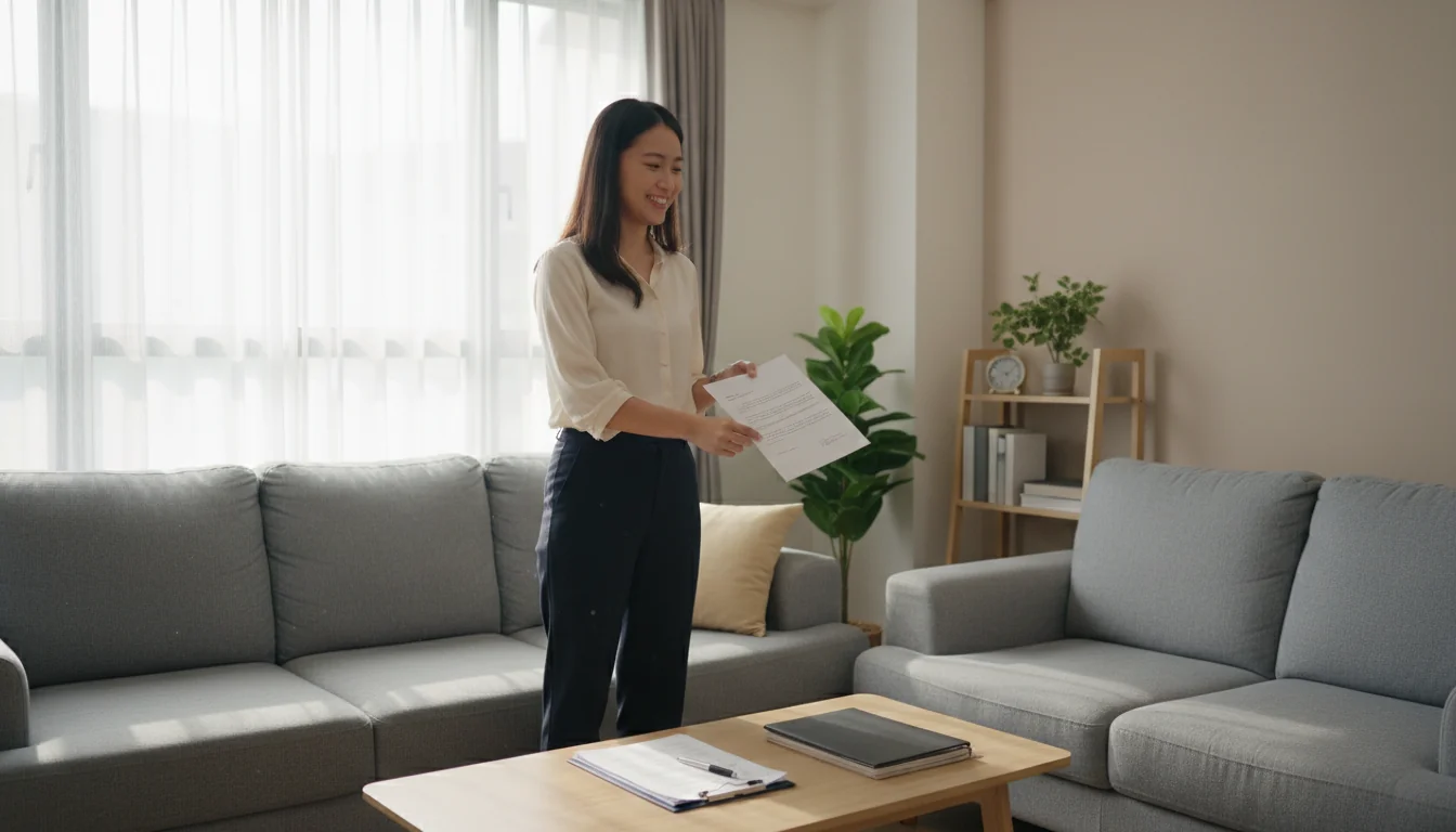 Satisfied tenant receiving reference document