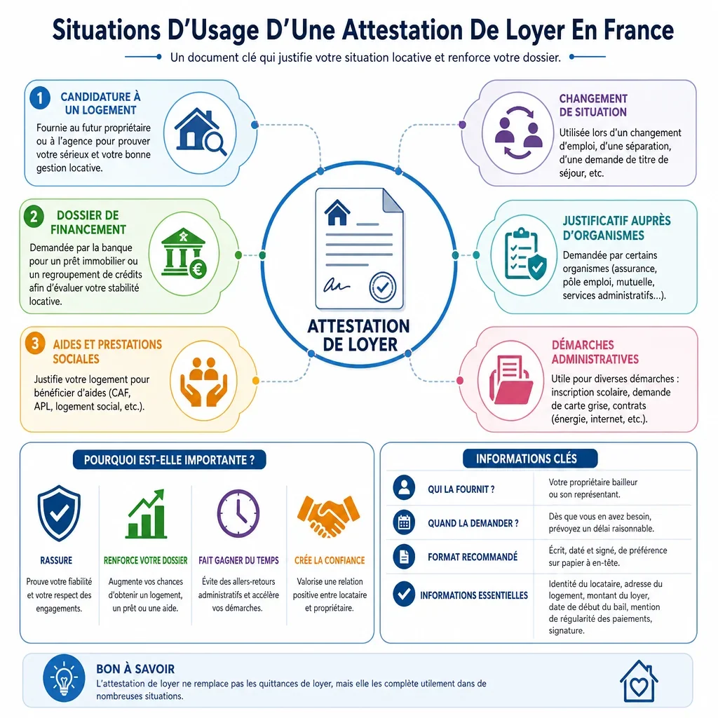 Situations d\u2019usage d\u2019une attestation de loyer