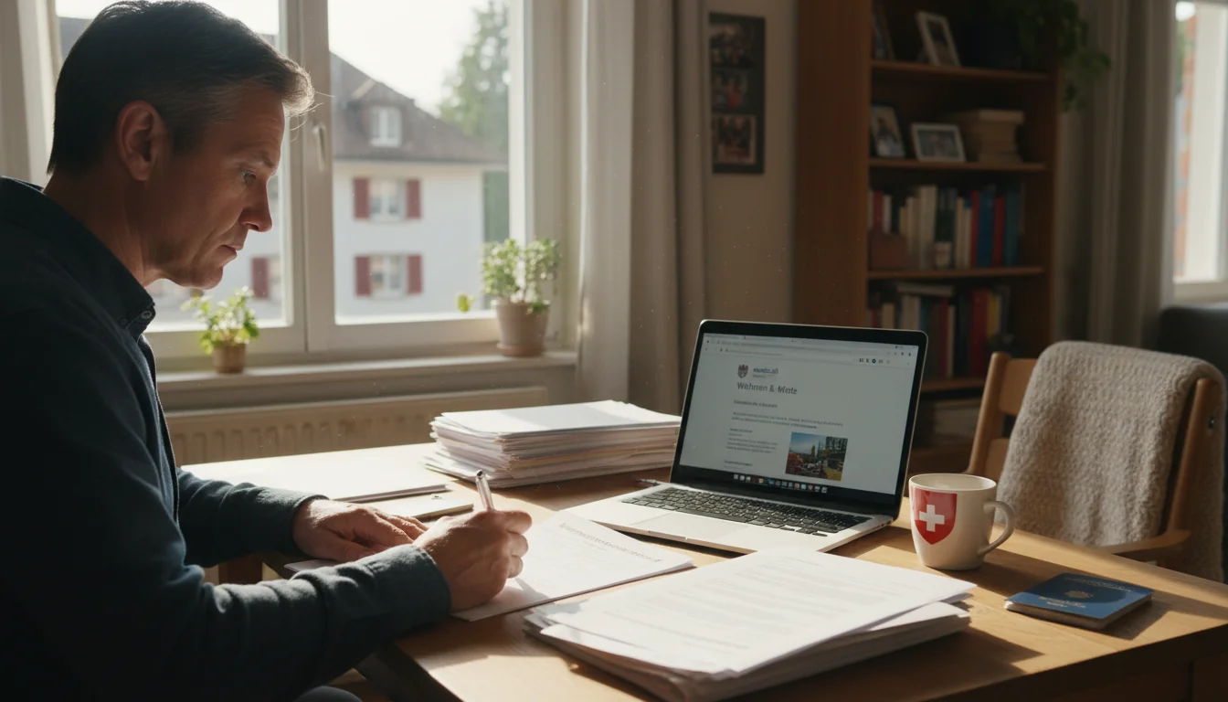 Person filling out rental certificate application form