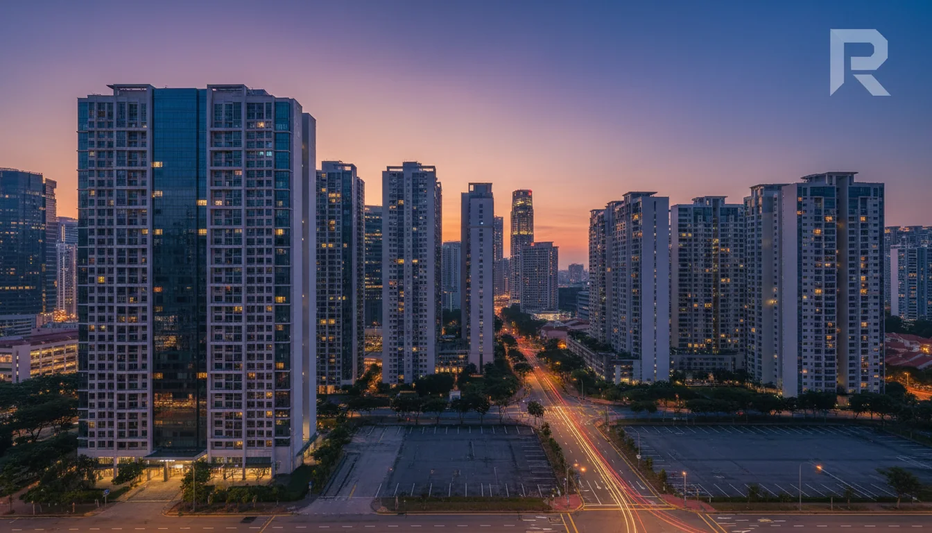 Singapore skyline with rental building