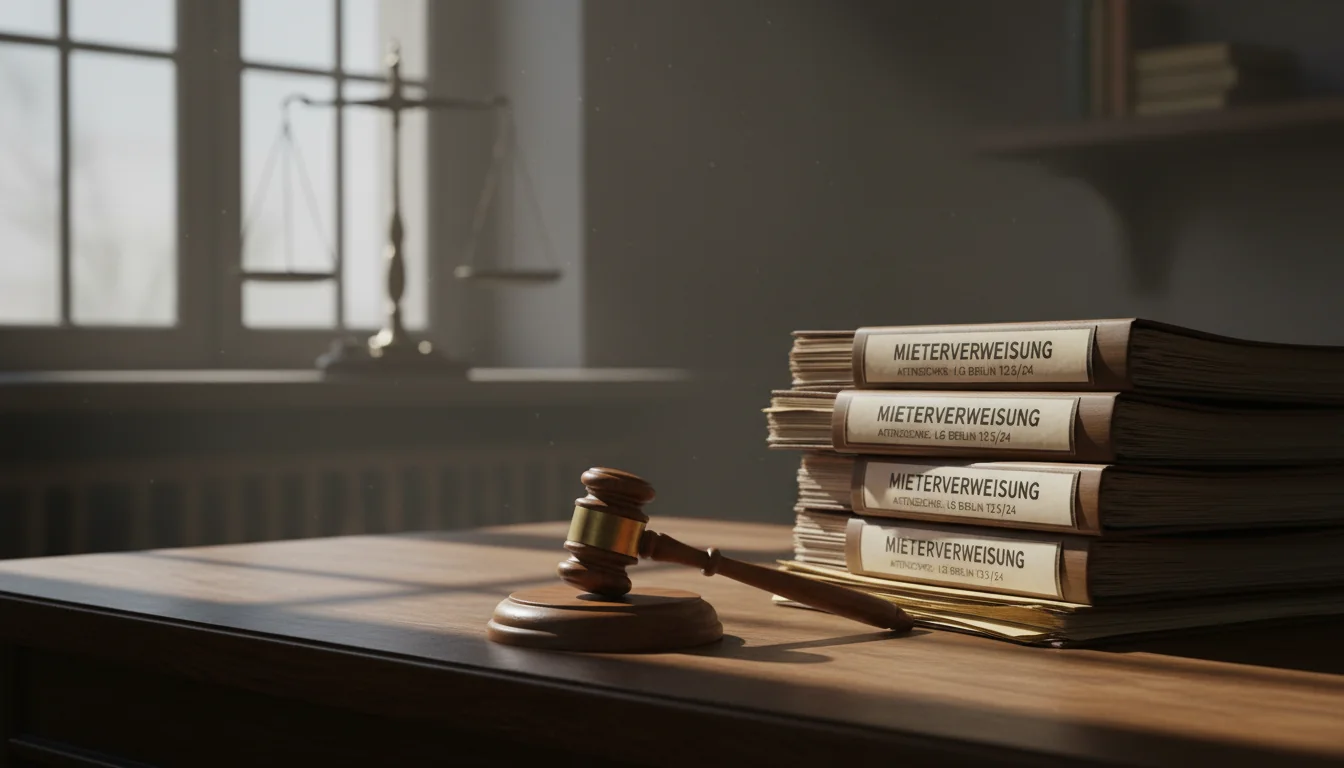 Court gavel and legal files.