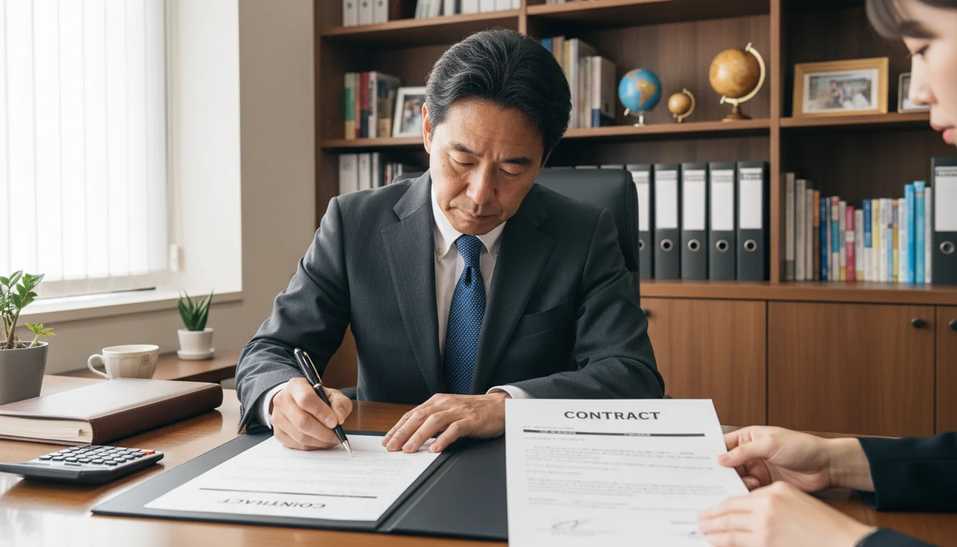 Adult signing land lease agreement