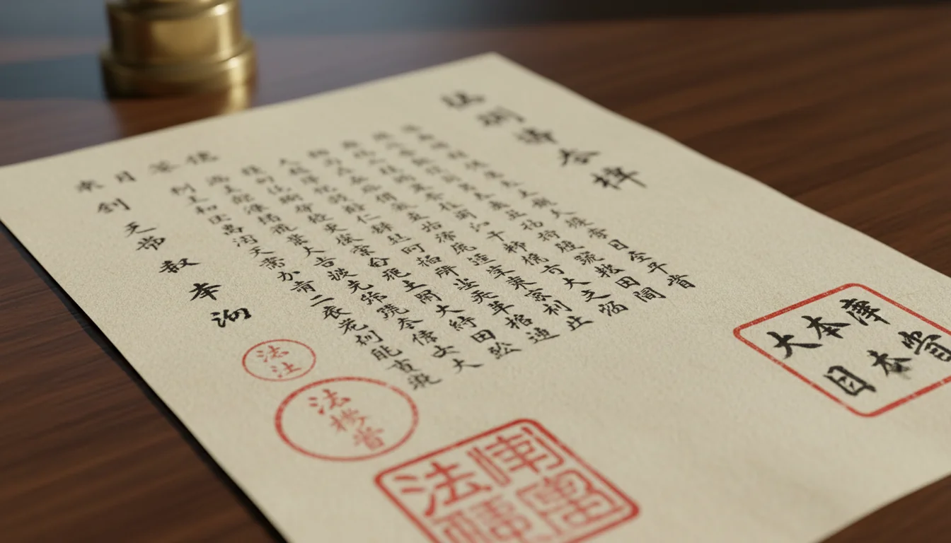 Japanese official document close-up