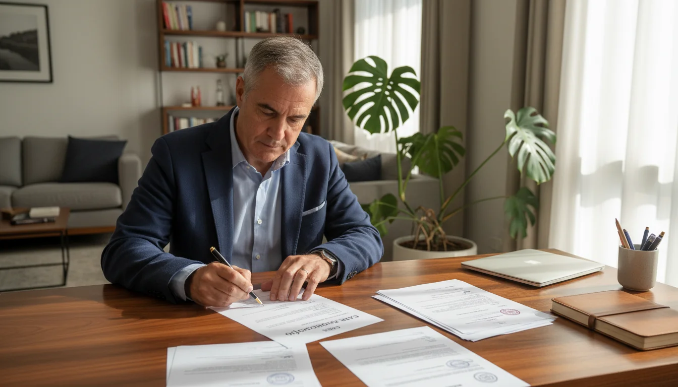 Portuguese landlord signing recommendation letter