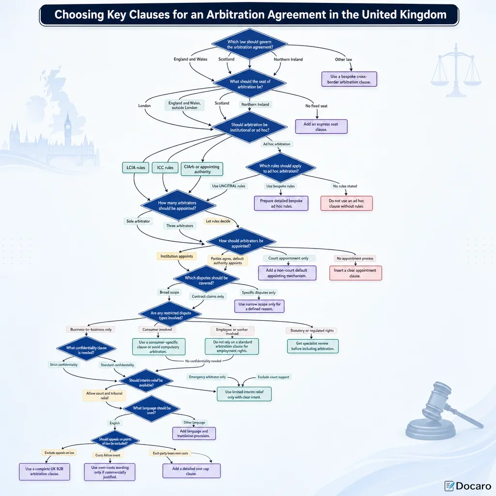 Choosing Key Clauses for an Arbitration Agreement in the United Kingdom