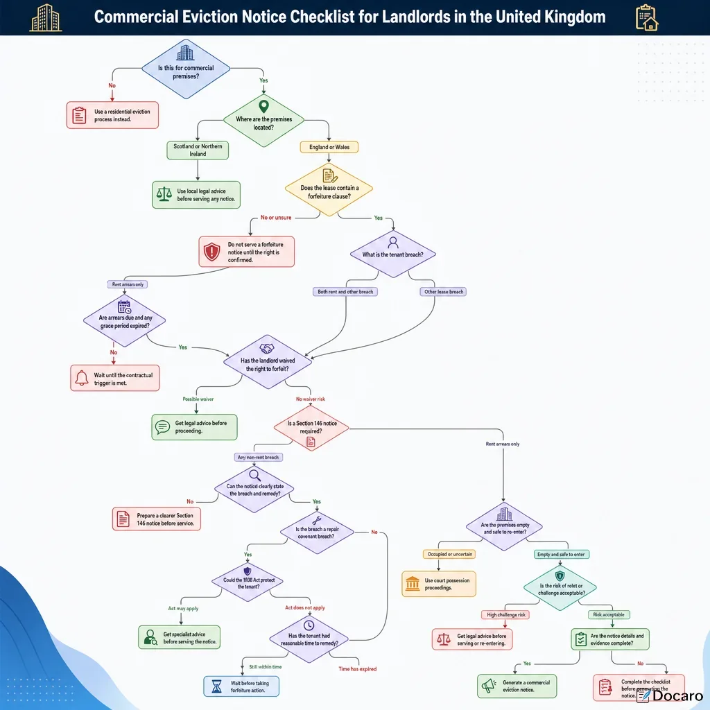 Commercial Eviction Notice Checklist for Landlords in the United Kingdom