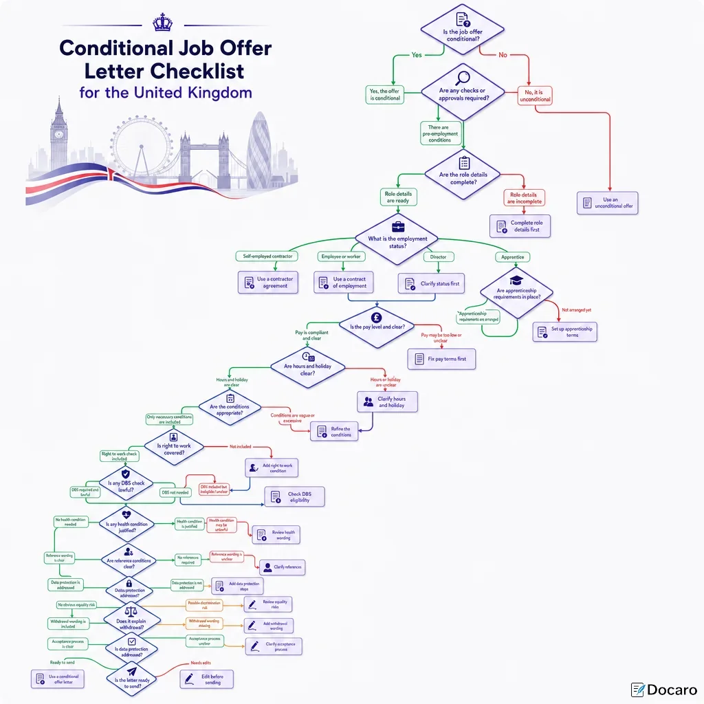 Conditional Job Offer Letter Checklist for the United Kingdom