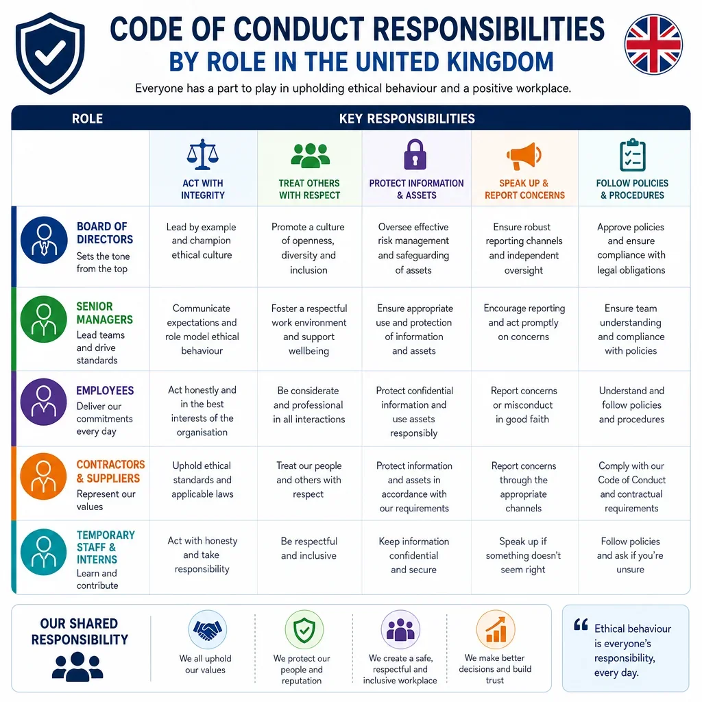 Code of conduct responsibilities by role