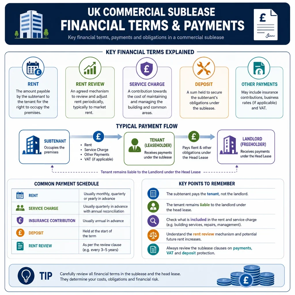 Commercial Sublease Financial Terms and Payments