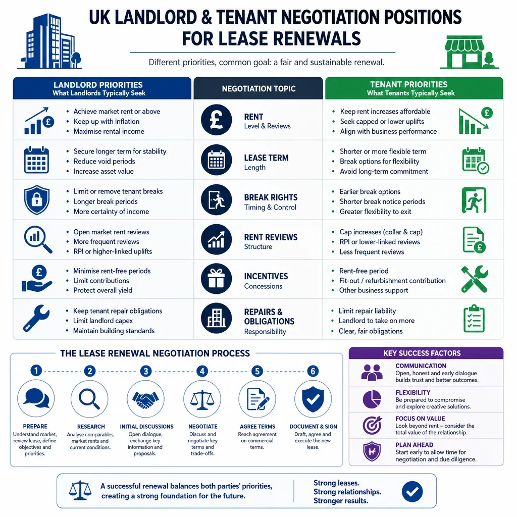 Landlord and Tenant Negotiation Positions for Lease Renewals