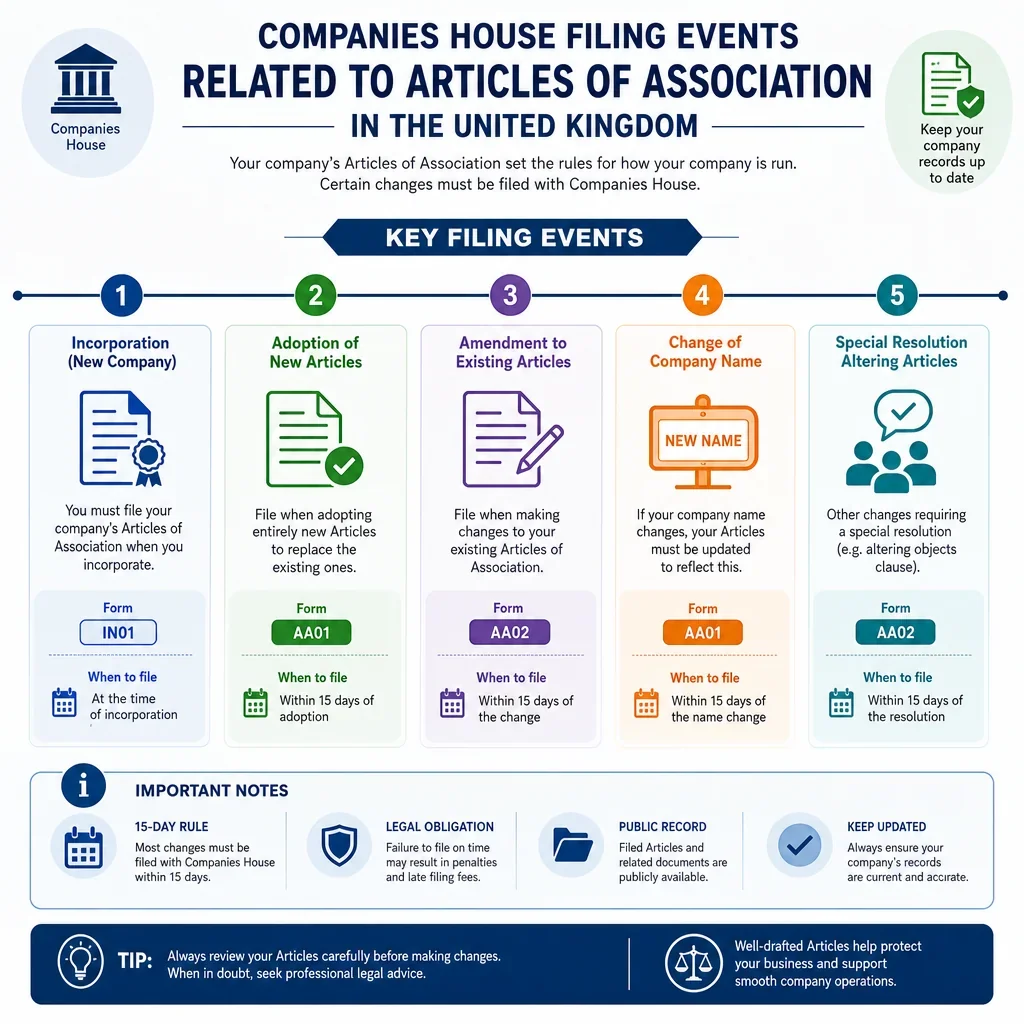 Companies House Filing Events Related to Articles of Association