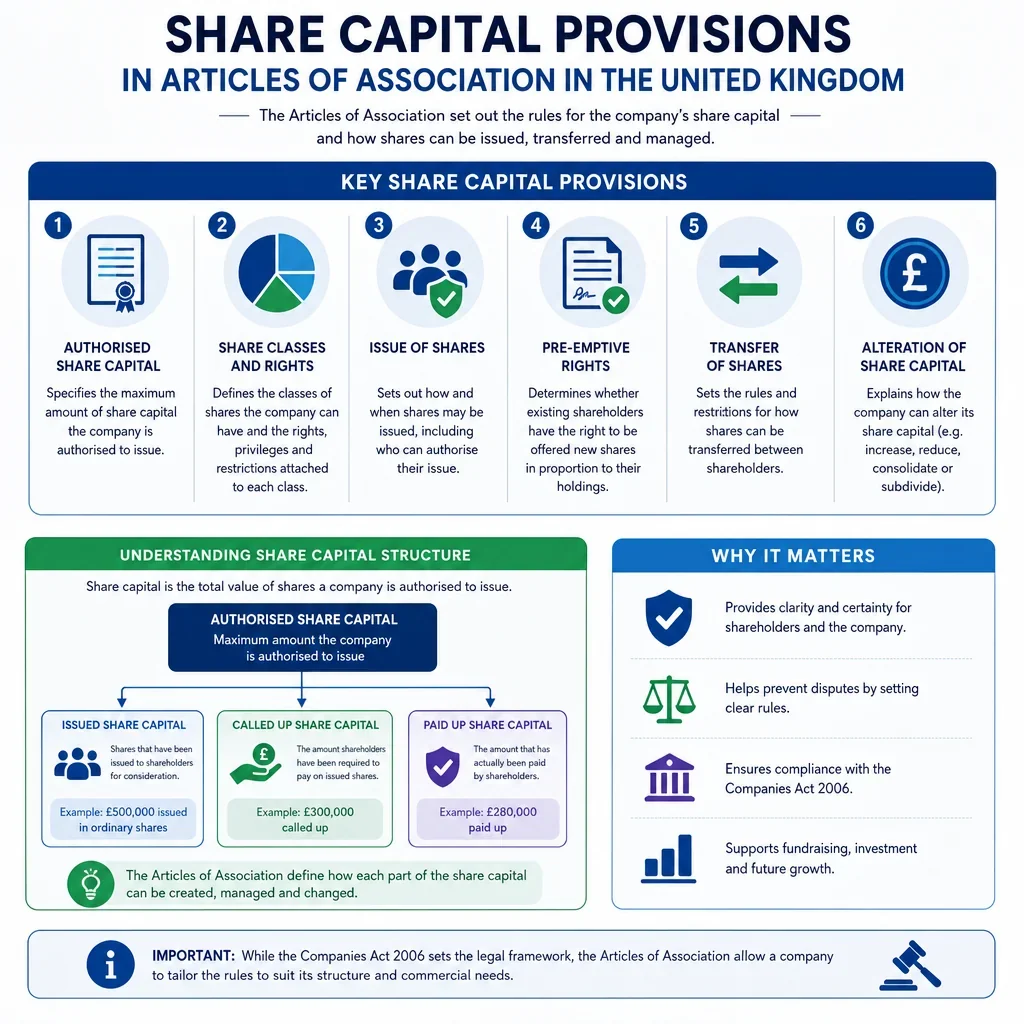 Share Capital Provisions in Articles of Association