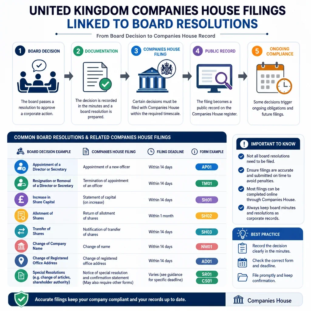 Companies House Filings Linked to Board Resolutions