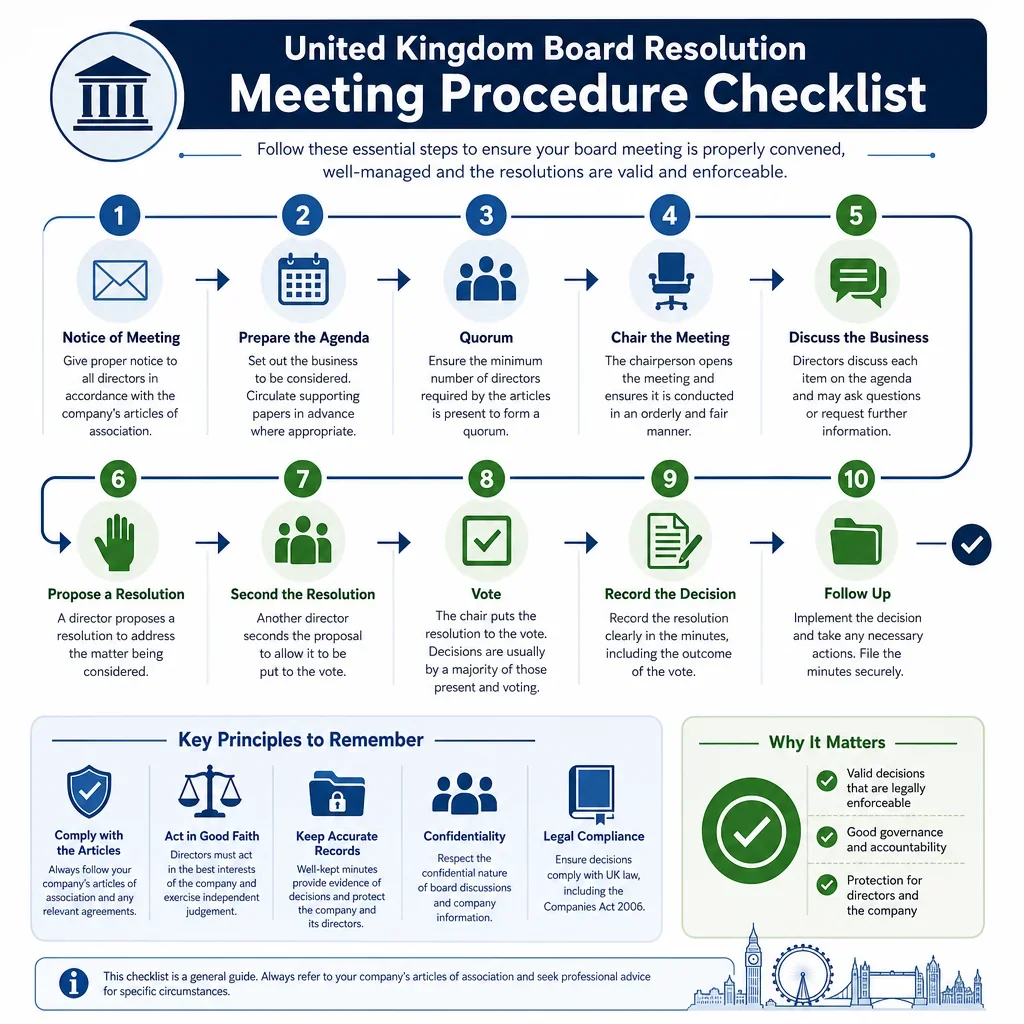 Board Resolution Meeting Procedure Checklist