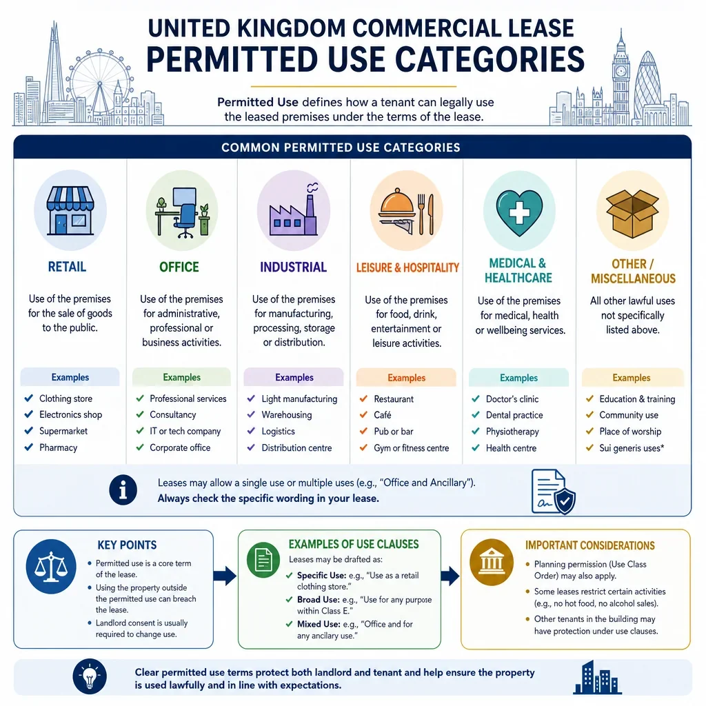 Commercial lease permitted use categories
