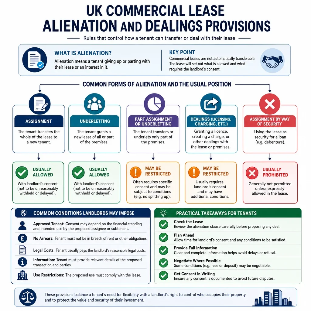 Commercial lease alienation and dealings provisions