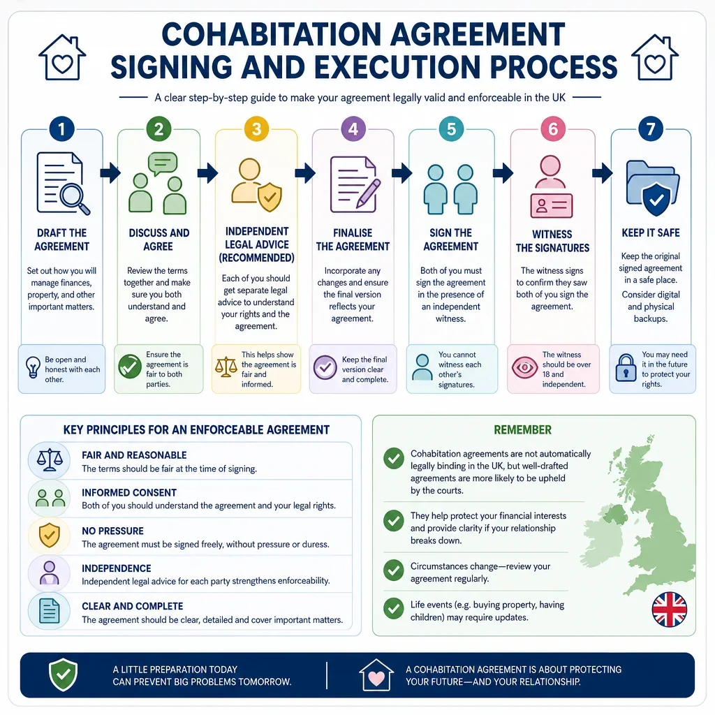 Cohabitation Agreement Signing and Execution Checklist