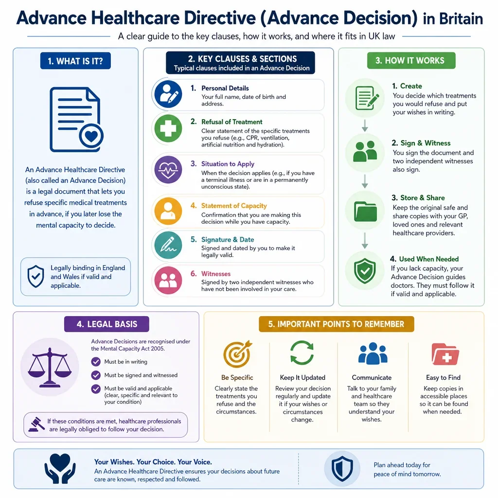 Advance Healthcare Directive Clauses and Sections