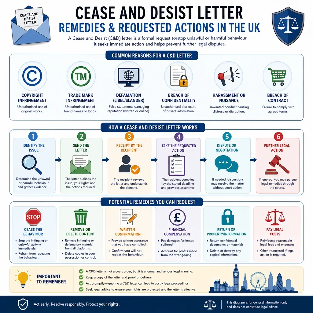 Cease and Desist Letter Remedies And Requested Actions