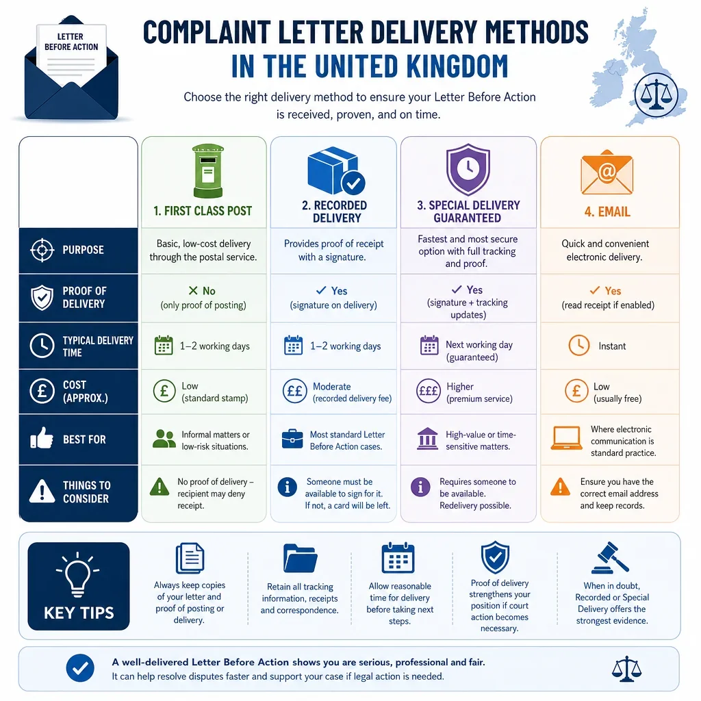 Complaint Letter Delivery Methods