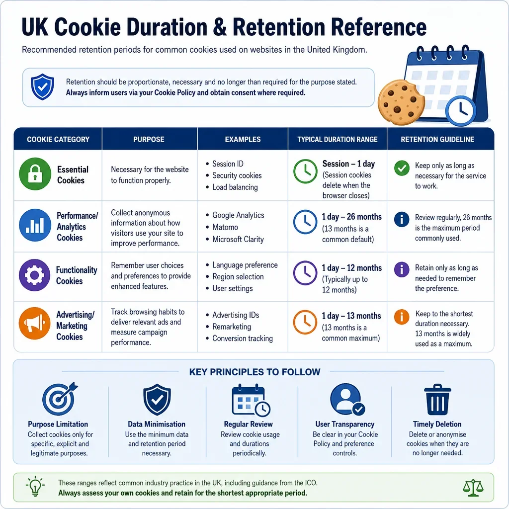 Cookie Duration and Retention Reference