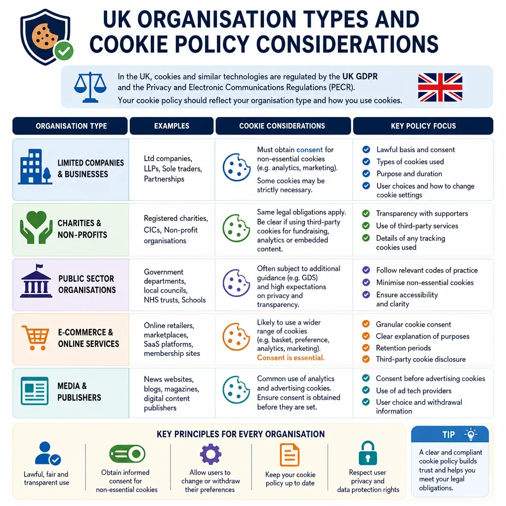 Organisation Types and Cookie Policy Considerations