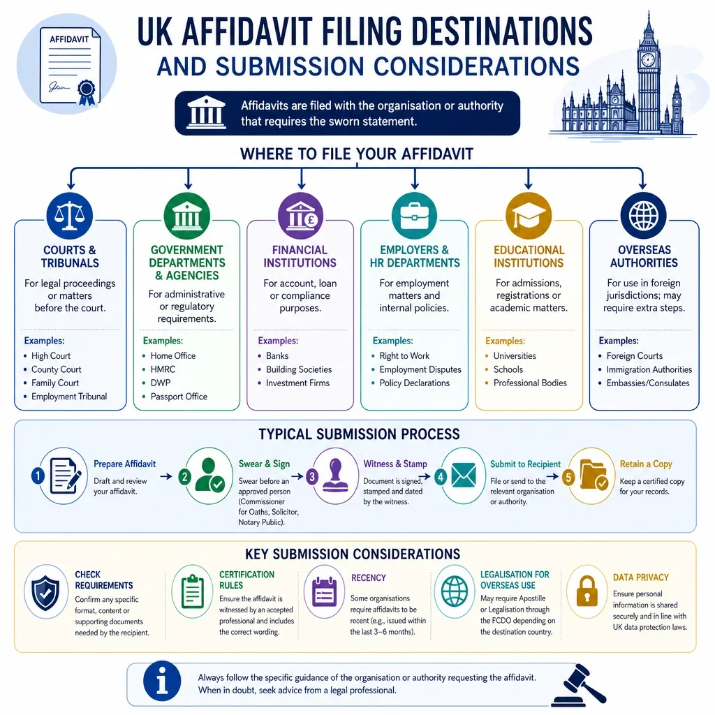 UK affidavit filing destinations and submission considerations