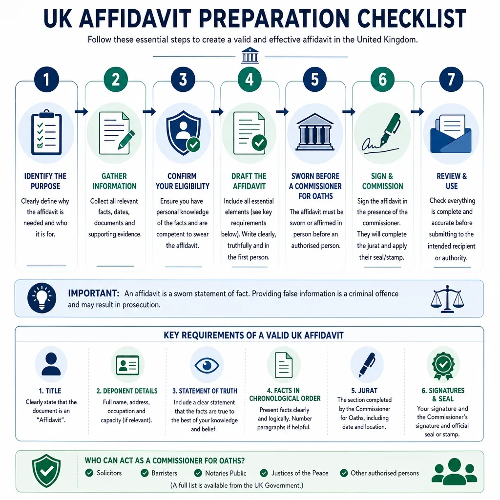 Affidavit preparation checklist items