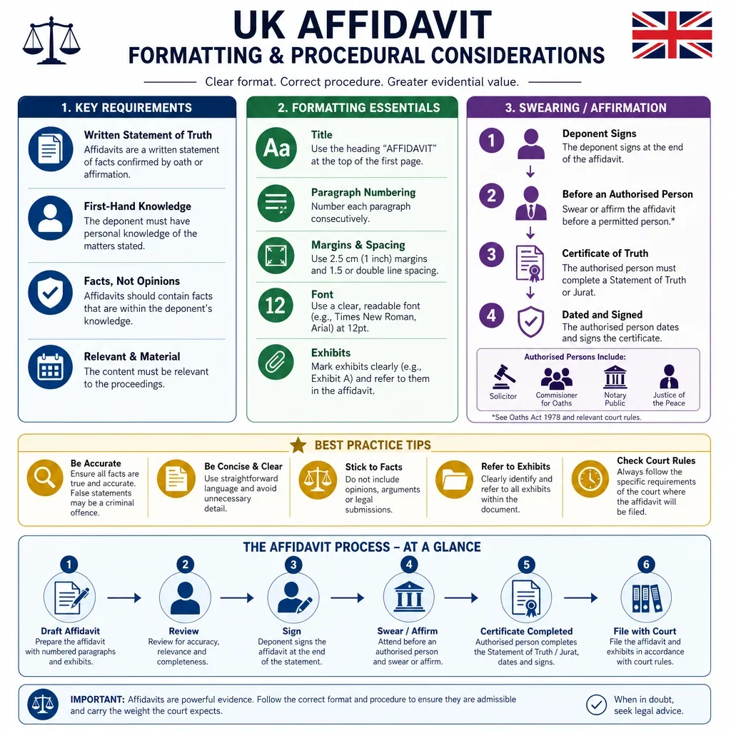 UK affidavit formatting and procedural considerations