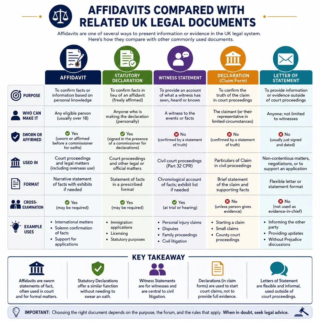 Affidavits compared with related UK legal documents