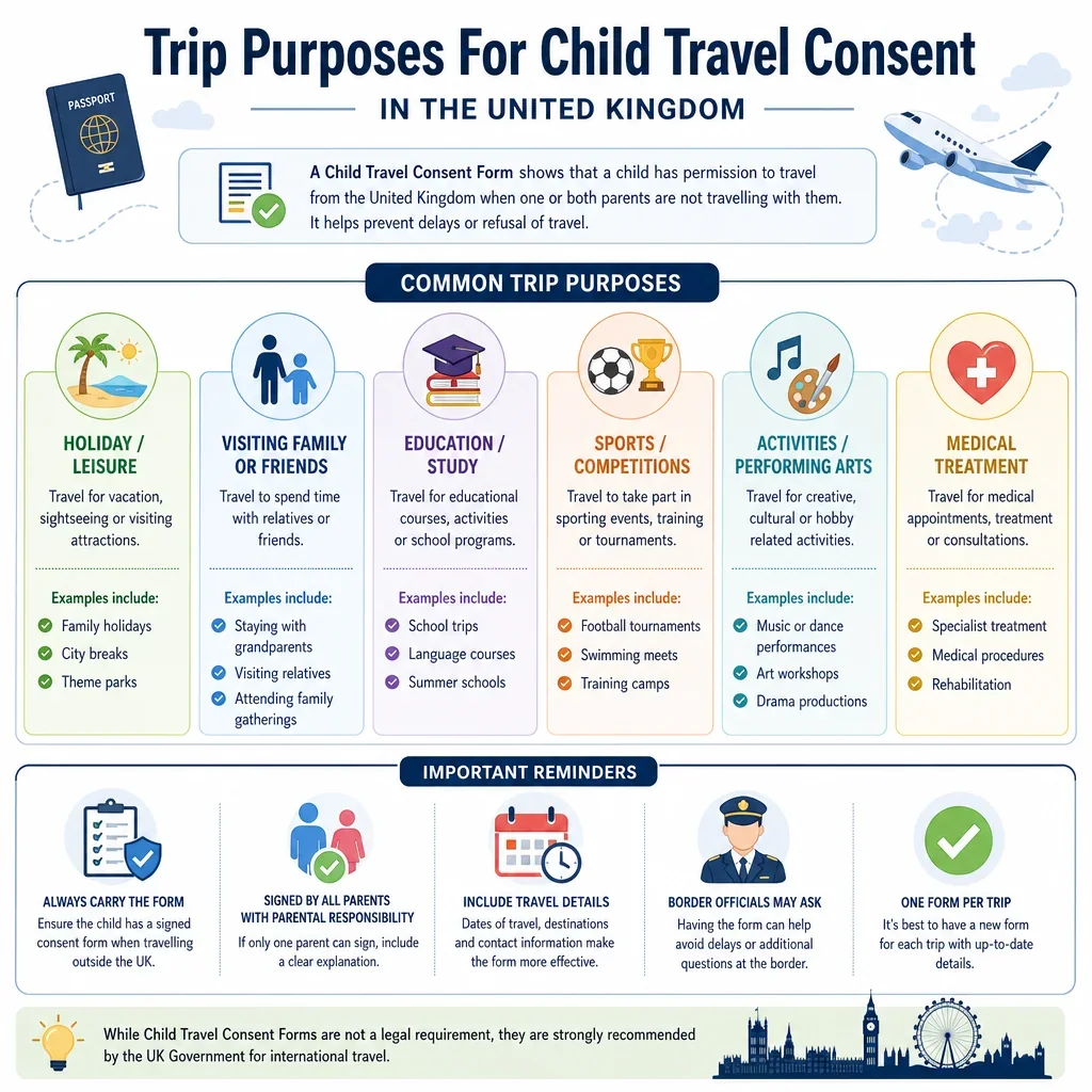 Trip Purposes for Child Travel Consent