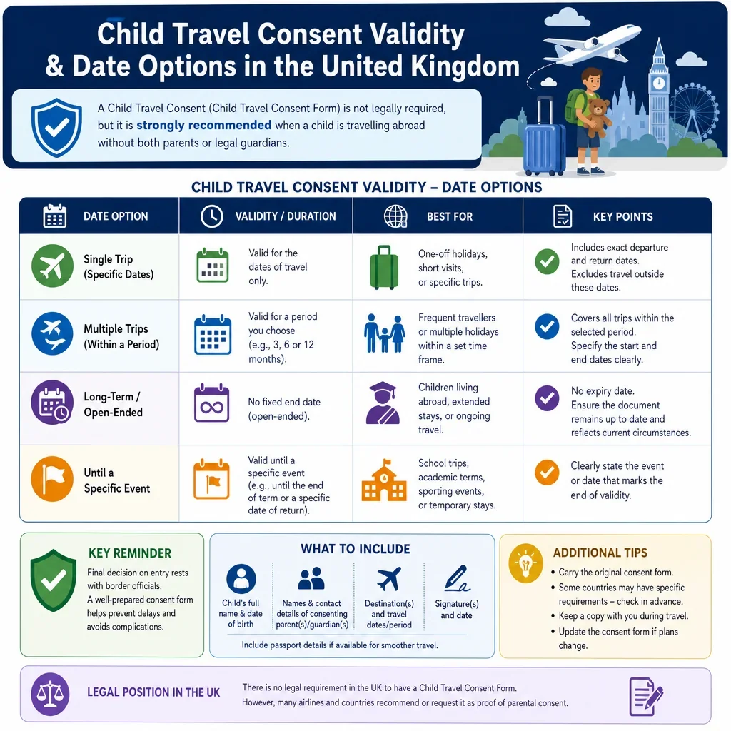 Child Travel Consent Validity and Date Options