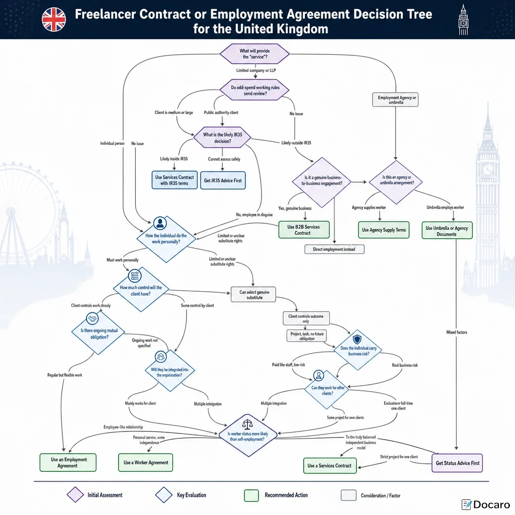 Freelancer Contract or Employment Agreement Decision Tree for the United Kingdom