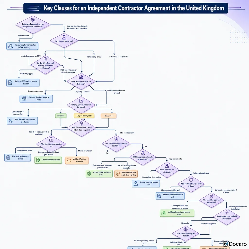 Key Clauses for an Independent Contractor Agreement in the United Kingdom