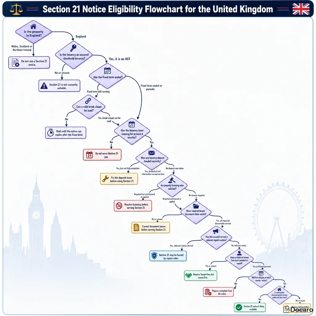 Section 21 Notice Eligibility Flowchart for the United Kingdom