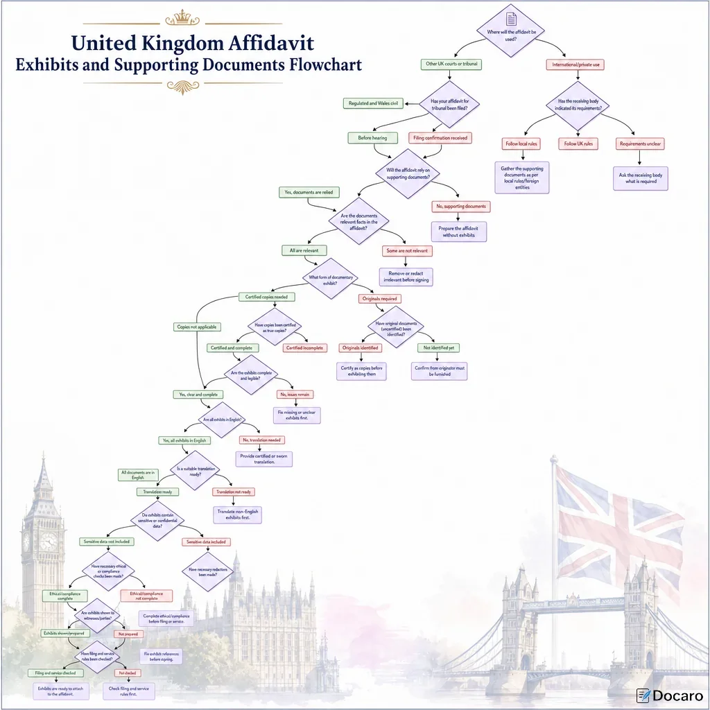 United Kingdom Affidavit Exhibits and Supporting Documents Flowchart