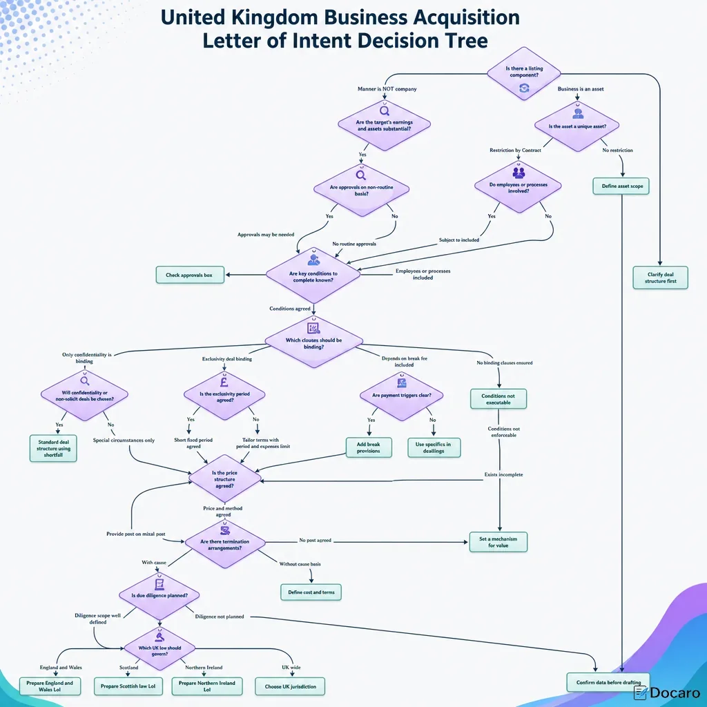 United Kingdom Business Acquisition Letter of Intent Decision Tree
