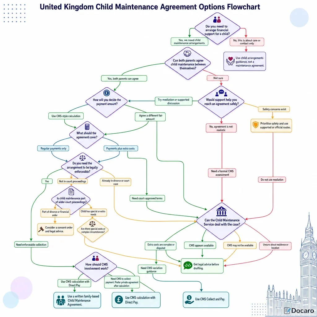 United Kingdom Child Maintenance Agreement Options Flowchart