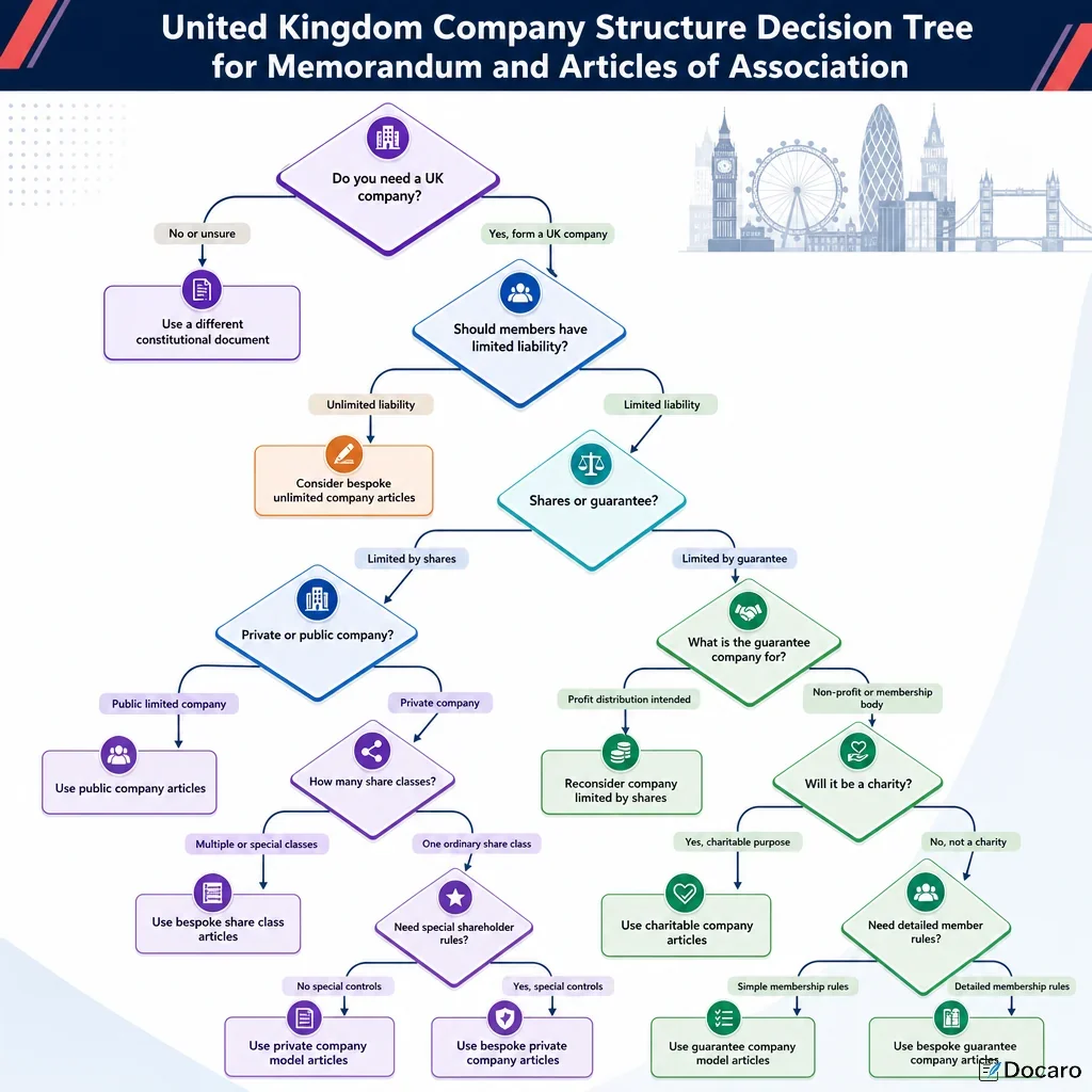 United Kingdom Company Structure Decision Tree for Memorandum and Articles of Association