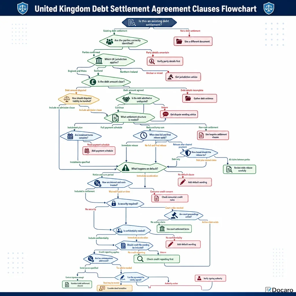 United Kingdom Debt Settlement Agreement Clauses Flowchart