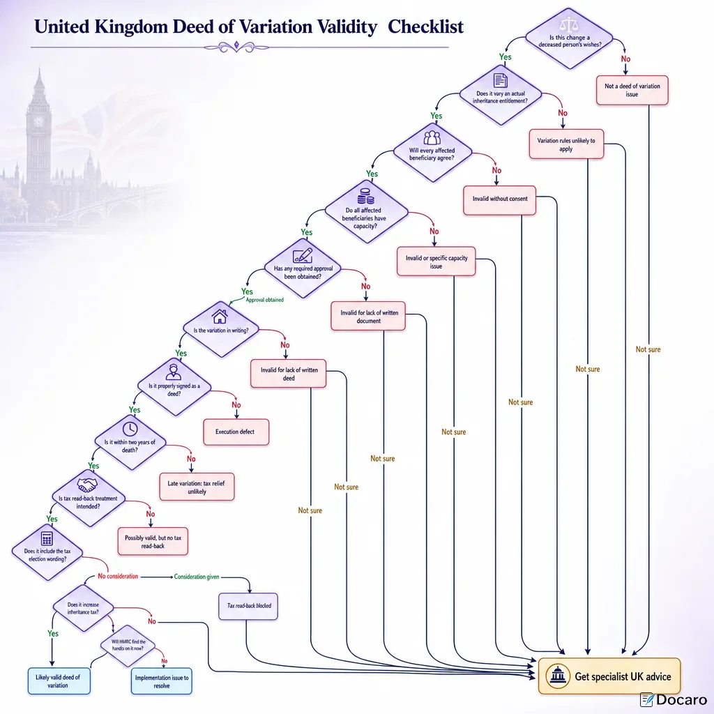United Kingdom Deed of Variation Validity Checklist
