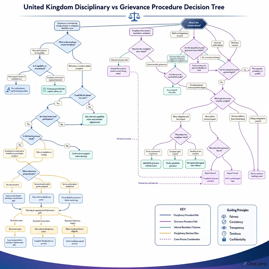 United Kingdom Disciplinary vs Grievance Procedure Decision Tree