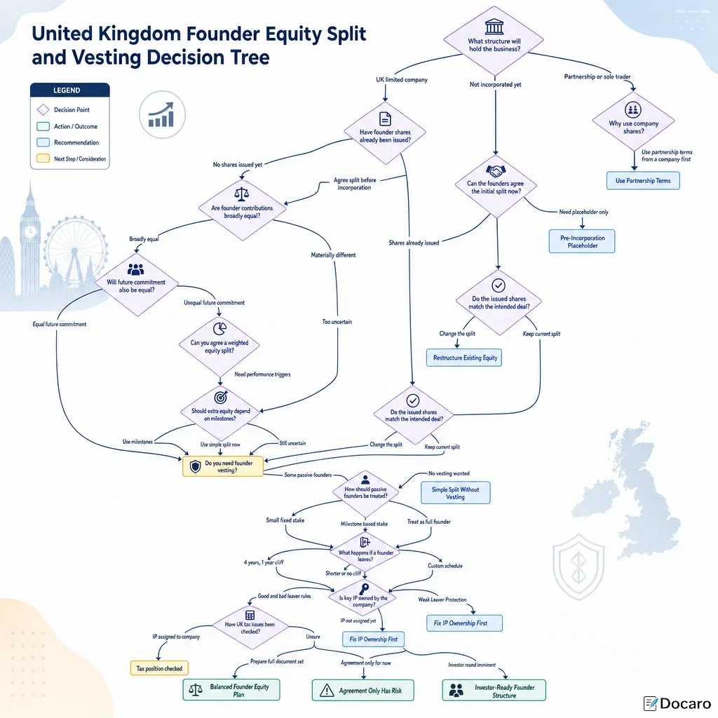 United Kingdom Founder Equity Split and Vesting Decision Tree