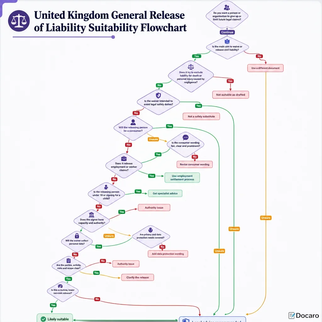 United Kingdom General Release of Liability Suitability Flowchart