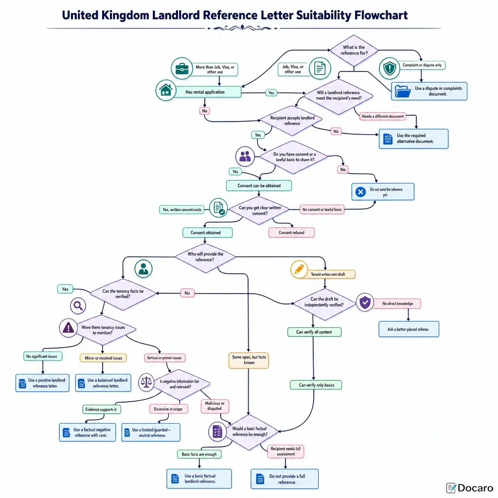 United Kingdom Landlord Reference Letter Suitability Flowchart