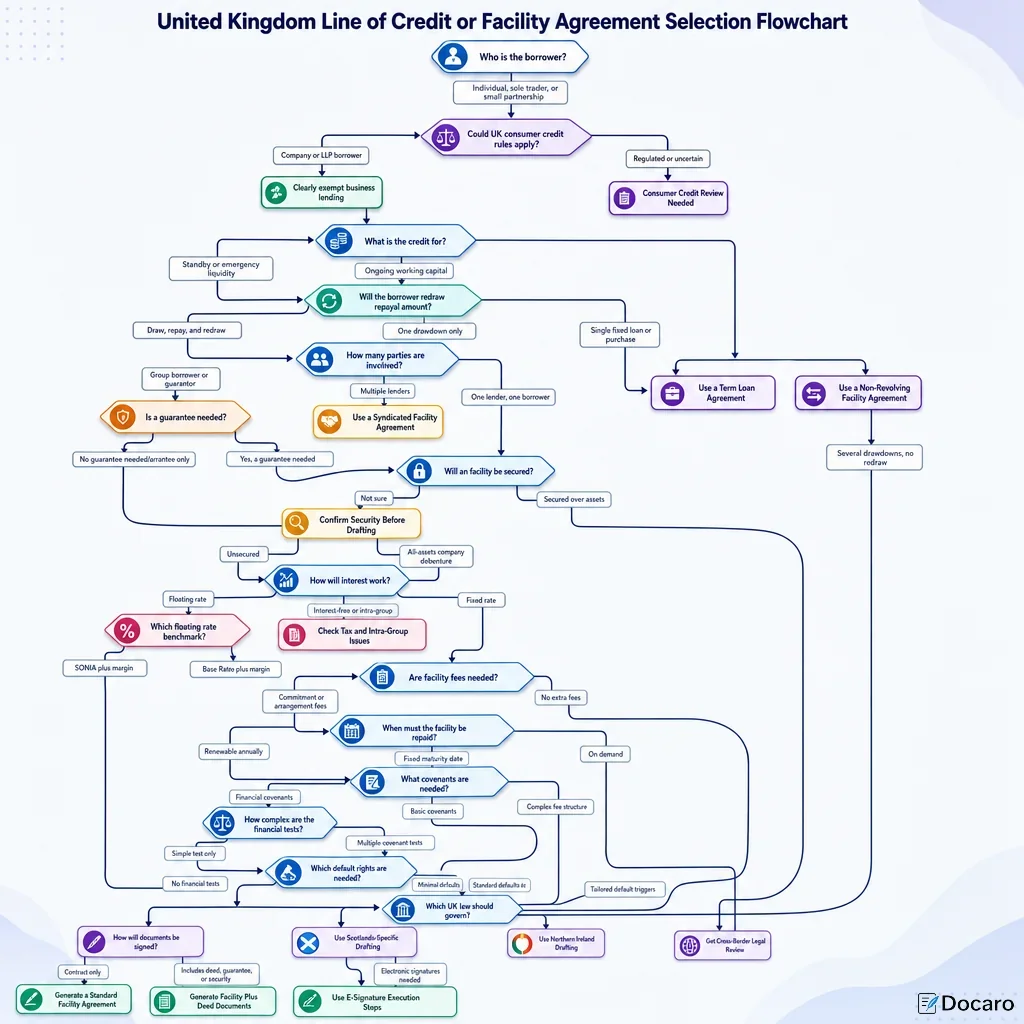 United Kingdom Line of Credit or Facility Agreement Selection Flowchart